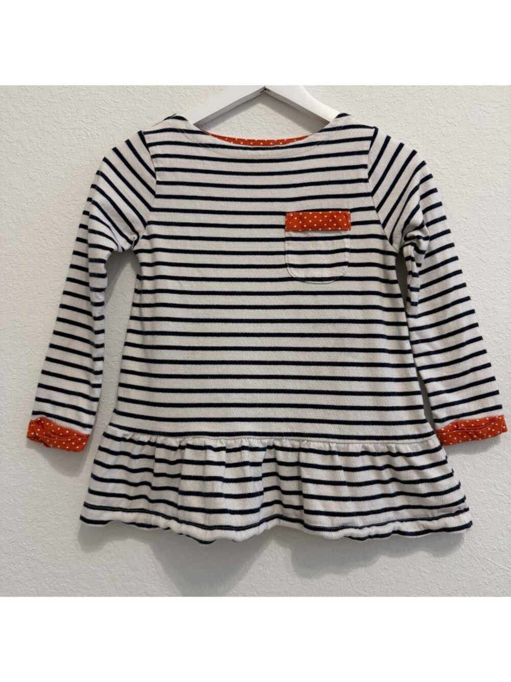 Mini Boden Striped Peplum Blouse Size 5-6Y 100% Cotton